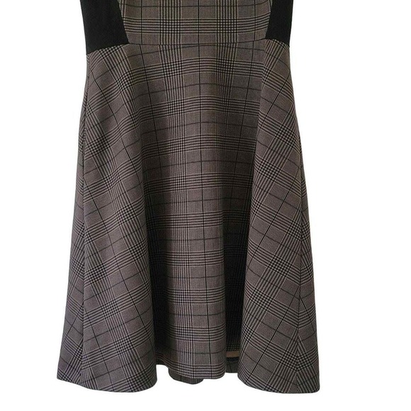 Cremieux Plaid Dress Preppy V-Neck Faux Suede Panels Short Sleeve Pockets 2 - Picture 4 of 8